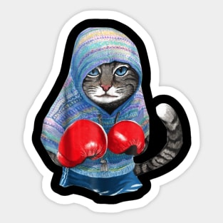 Cat In Boxing Suit Sticker